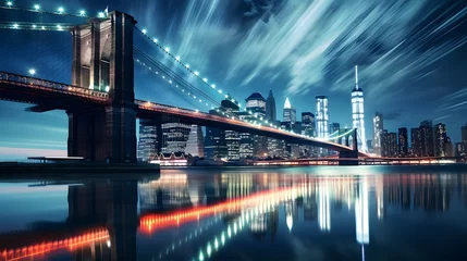 Gordijnen brooklyn bridge night exposure  © Ziyan Yang