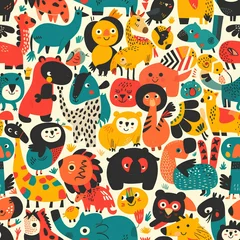 Fotobehang 코믹한 느낌의 동물 무늬 패턴 이미지 © Peter