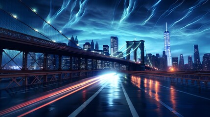 brooklyn bridge night exposure
 - obrazy, fototapety, plakaty