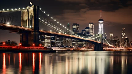 Photo sur Plexiglas Brooklyn Bridge brooklyn bridge night exposure 