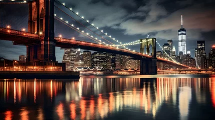 Deurstickers brooklyn bridge night exposure  © Ziyan Yang
