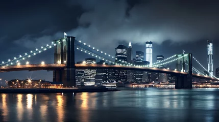 Photo sur Aluminium Brooklyn Bridge brooklyn bridge night exposure 