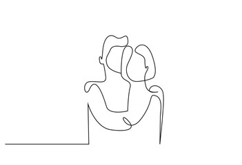 couple in love mature hug one line art design vector