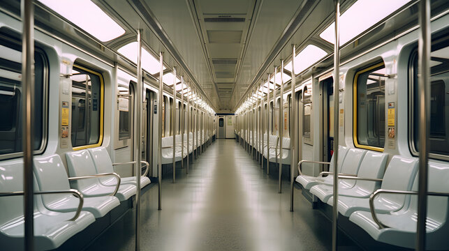 Subway Car Interior. Empty Underground train interior