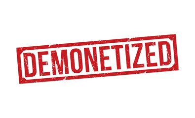 Demonetized stamp red rubber stamp on white background. Demonetized stamp sign. Demonetized stamp.