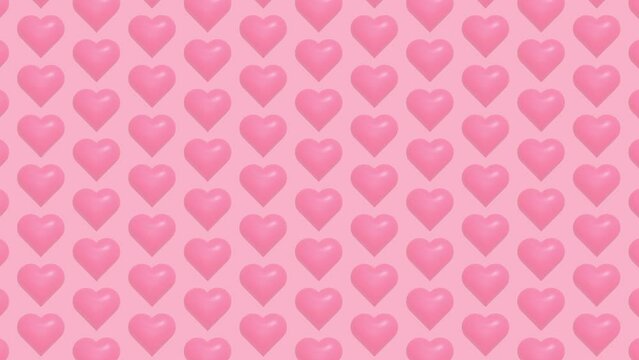 3d animation minimal pastel pink heart shapes pattern moving background