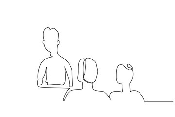 married couple doctor advice support conversation clinic one line art design