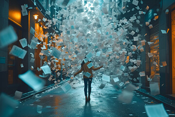 Background conceptual image with papers flying in air. Business
