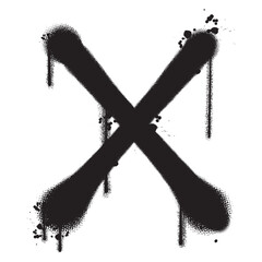 Vector graffiti spray paint cross x isolated vector illustration