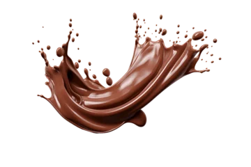 Fotobehang 3d illustration chocolate milk splash isolated on transparent background. © vierdaus