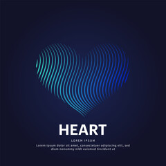 simple logo heart Illustration in a linear style. Abstract line art heart Vector illustration on dark background. heart logo vector template suitable for organization, company, or community. EPS 10