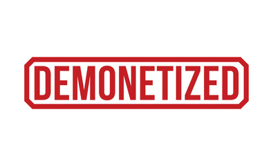 Demonetized stamp red rubber stamp on white background. Demonetized stamp sign. Demonetized stamp.