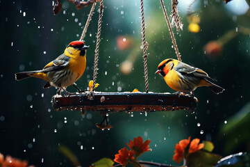 Fairytale bird feeders. Generative AI