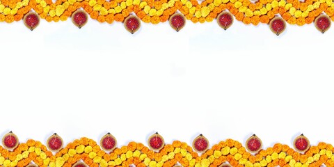 Marigold Flower rangoli Design for Diwali Festival , Indian Festival flower decoration - obrazy, fototapety, plakaty