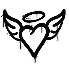 Vector graffiti spray paint angel love isolated vector illustration