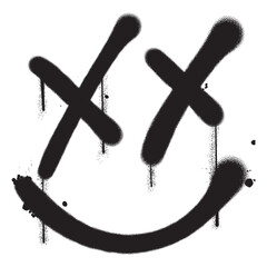 Vector graffiti spray paint smile face isolated vector illustration