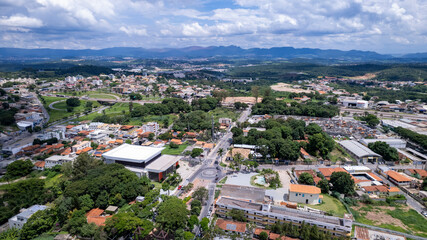 Naklejka premium Aerial image of the city of Betim, Belo Horizonte, Brazil. Main square.