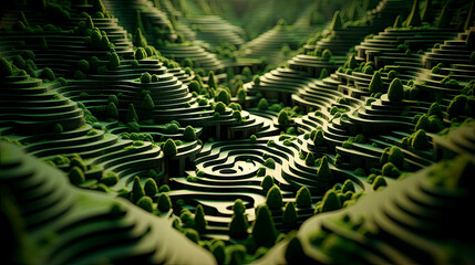 Lush Green Maze Landscape