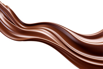 3d illustration liquid chocolate long wave on  isolated transparent background.