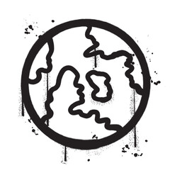 Vector graffiti spray paint earth isolated vector illustration