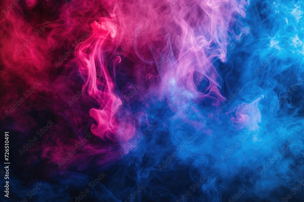 Poster Close-up view of smoke in vibrant red and blue colors. Versatile image suitable for various projects and designs
