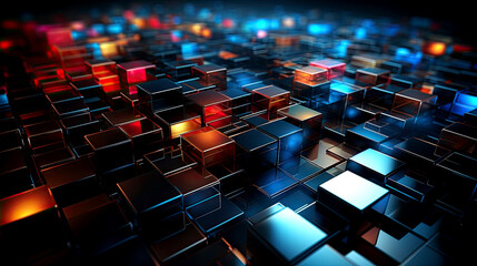 Obraz premium Illuminated Digital Blocks in Perspective