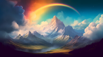 Majestic mountains, panoramic peaks PPT background