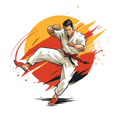 karate karate fighter vector illustration. karate karate kick