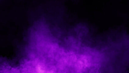 Abstract purple misty fog on isolated black background. Smoke stage studio. Texture overlays. The concept of aromatherapy.