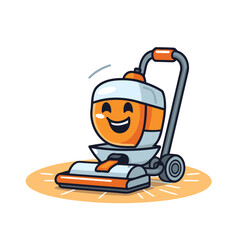 Cute cartoon vacuum cleaner character. Vector illustration isolated on white background.