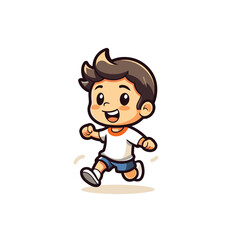 Obraz na płótnie Canvas Cute Boy Running Cartoon Mascot Character Design Vector Illustration