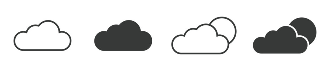 cloud vector icon set, cloud symbol in line, and glyph style. Vector illustration EPS 10