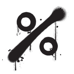 Vector graffiti spray paint percent symbol isolated vector illustration