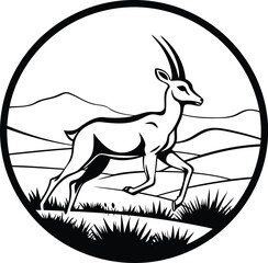 Gazelle. gazelle. antelope. black and white vector illustration