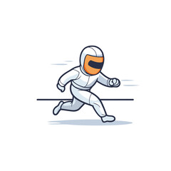 Astronaut running fast. Vector illustration in cartoon comic style.