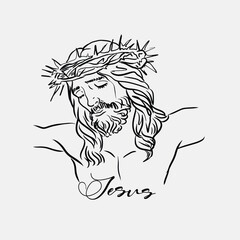 Sketch jesus line art vector. Hand drawn jesus christian line art