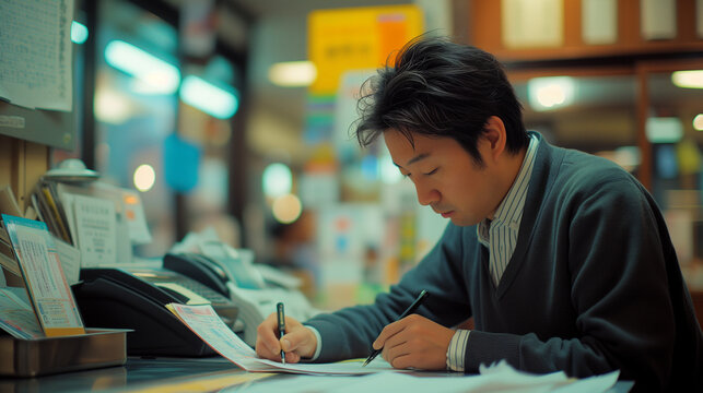 Overworked business people, stressful, business attire, burnout, Japanese business, man in work, professional man, business suit