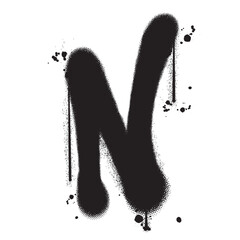 Vector graffiti spray paint alphabet N in isolated background