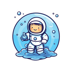 Obraz na płótnie Canvas Astronaut in a puddle of water. Vector illustration.