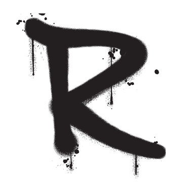 recommend clip art: Vector graffiti spray paint alphabet R in isolated background