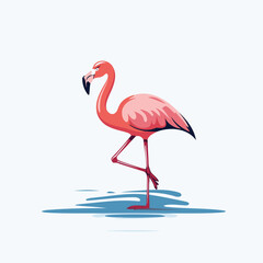 Fototapeta premium Pink flamingo on a light background. Vector illustration. EPS 10