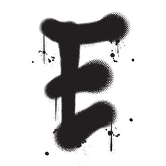 Vector graffiti spray paint alphabet E in isolated background