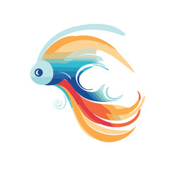 Fish logo template. Vector illustration of a fish with water splash.