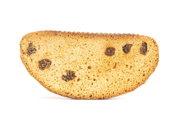Sweet cracker with raisins isolated on white background