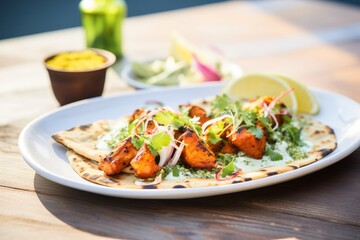 spicy tandoori chicken served on naan
