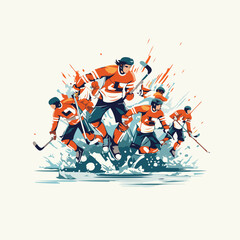 Ice hockey players in action. vector illustration. Ice hockey players.