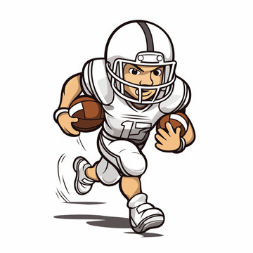 Illustration of a american football player running isolated on white background