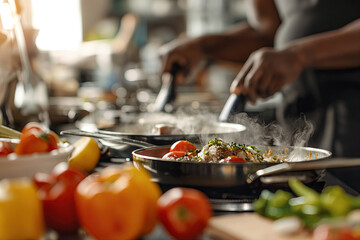 Obraz na płótnie Canvas chef preparing food in restaurant