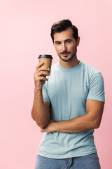Studio man mug paper energy coffee hot tea cup t-shirt drink