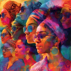 Sinergia estética de mulheres com turbantes e óculos
